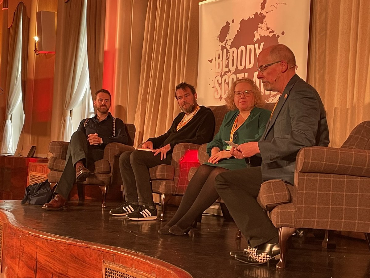 OrendaBooks's tweet photo. So excited about this BRILLIANT #HistoricalFiction panel @BloodyScotland with our own @AJWestAuthor and @elenikwriter #DavidGreig, chaired by the fantastic @davidbishop 🦚 https://t.co/4An3jxwYVI