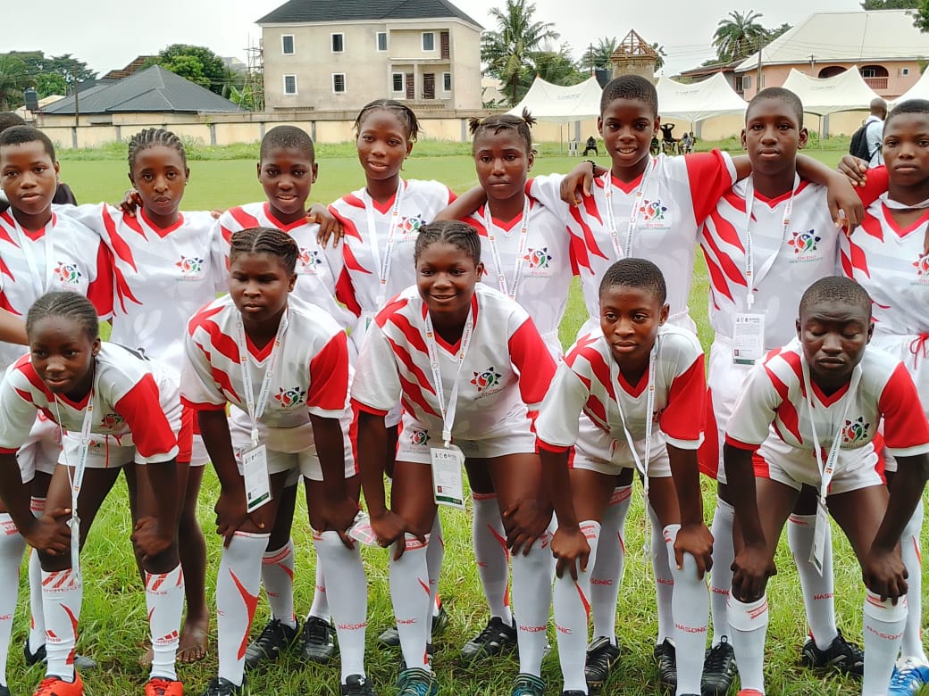 Edo_SportsComm's tweet photo. Off to a winning start! ๐ฅ The Edo Female Rugby Team triumphs 5-0 against Kano State in a thrilling opening match at the 8th National Youth Games! ๐ #EdoGirls #RugbyWarriors https://t.co/3hi2qlumFs