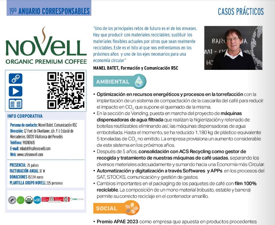🌲 <a href="/CafesNovell/">Cafes Novell</a> y Tree Nation colaboran para plantar más de 600 árboles, compensando unas 221 toneladas de CO2. Aprende más en el #AnuarioCorresponsables2024 👉 tinyurl.com/ypyr47n3