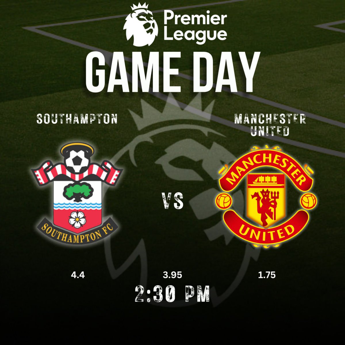 EARLY KICK OFF!

Which team do you think will grab 3 points?

Is it Southampton OR Manchester United?

Place your bet here W88af.com

#FormNiW88