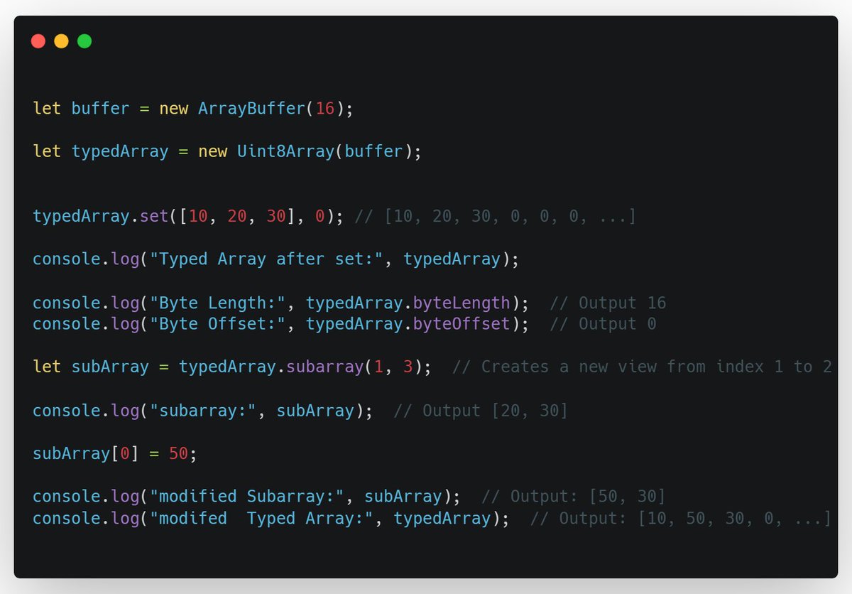 _G_root's tweet image. Typed Arrays in JavaScript = Speed & Precision! 🚀 Handle raw binary data like a pro with these powerful tools! 🛠️ 
#JavaScript #WebDev #TypedArrays #DSA  #WebDevelopment  💻