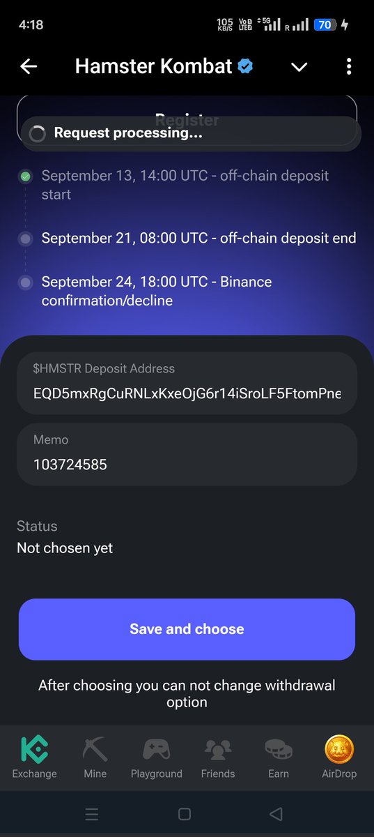 Futuregroup2024's tweet photo. @hamster_kombat @binance @okx Can't add withdrawal details show error https://t.co/BRU7FZ9XhD