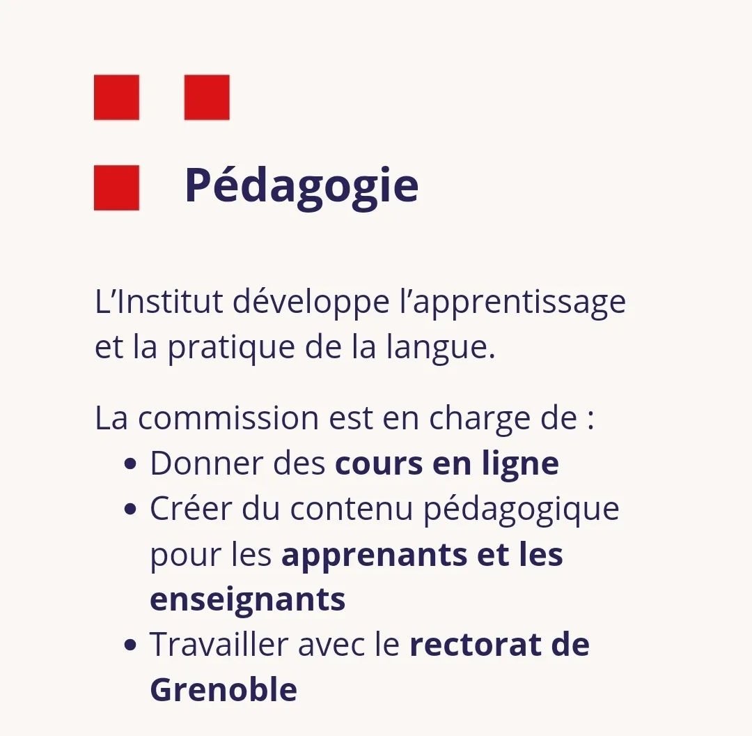 Et voici les missions de l'Institut, quu consiste à valoriser les œuvres de l'aire linguistique ainsi qu'à développer l'apprentissage et la pratique du Savoyard ! 🗣️
