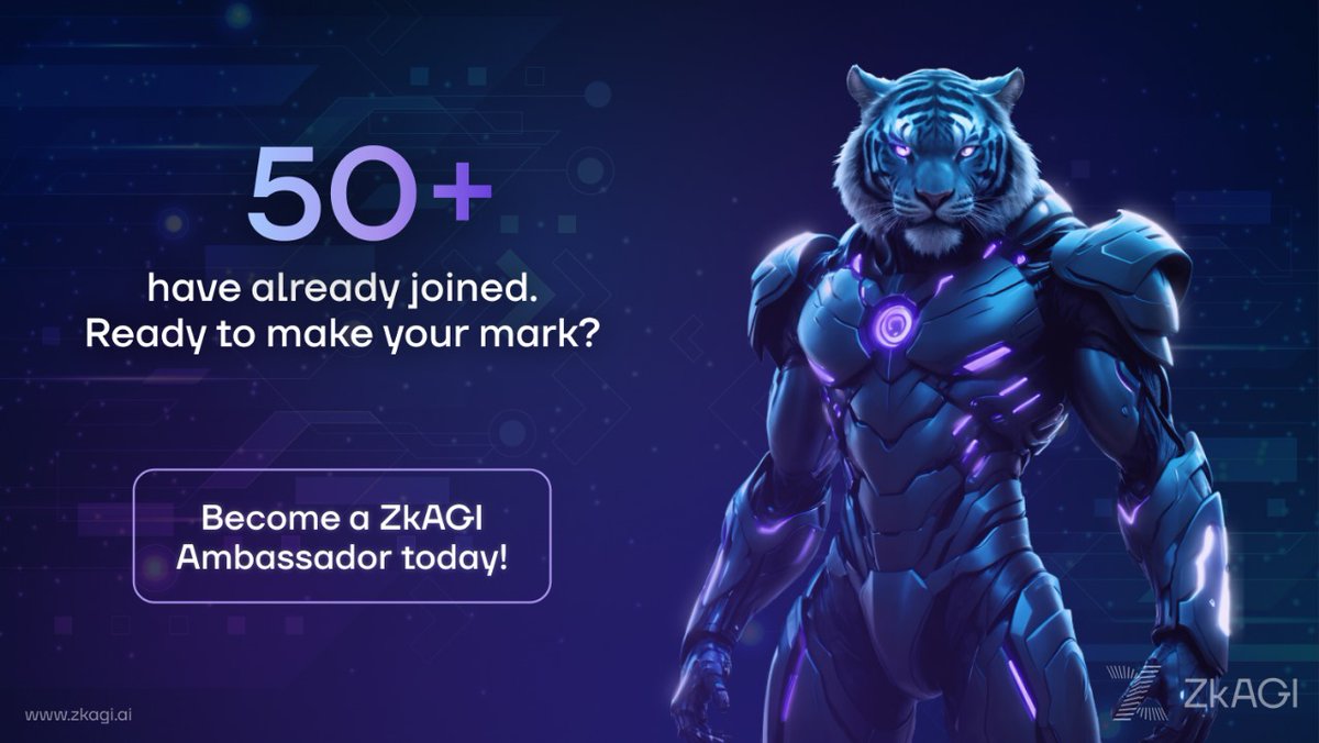 zk_agi's tweet image. 50+ Ambassadors are in! 🚀
Our community is growing, and we’re looking for more passionate individuals. 👨‍💻Ready to make your mark? 

Join the ZkAGI Ambassador Program today!
🔗zealy.io/cw/zkagisocial…

- Stay tuned for some exciting reveals next from our community ambassadors 👀…