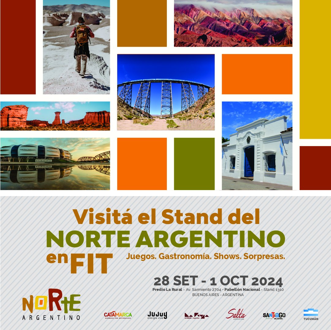 𝗘𝗹 𝗡𝗼𝗿𝘁𝗲 𝘀𝗲 𝗽𝗿𝗲𝗽𝗮𝗿𝗮 𝗰𝗼𝗻 𝘁𝗼𝗱𝗼 𝗽𝗮𝗿𝗮 𝗹𝗮 <a href="/feriadeturismo/">FIT América Latina</a> ℹ️

🏜 Catamarca, Jujuy, La Rioja, Salta, Santiago del Estero y Tucumán, juntos, con lo mejor de la región.

📆28 y 29 de septiembre | Público general
📅1 y 2 de octubre | Profesionales del turismo