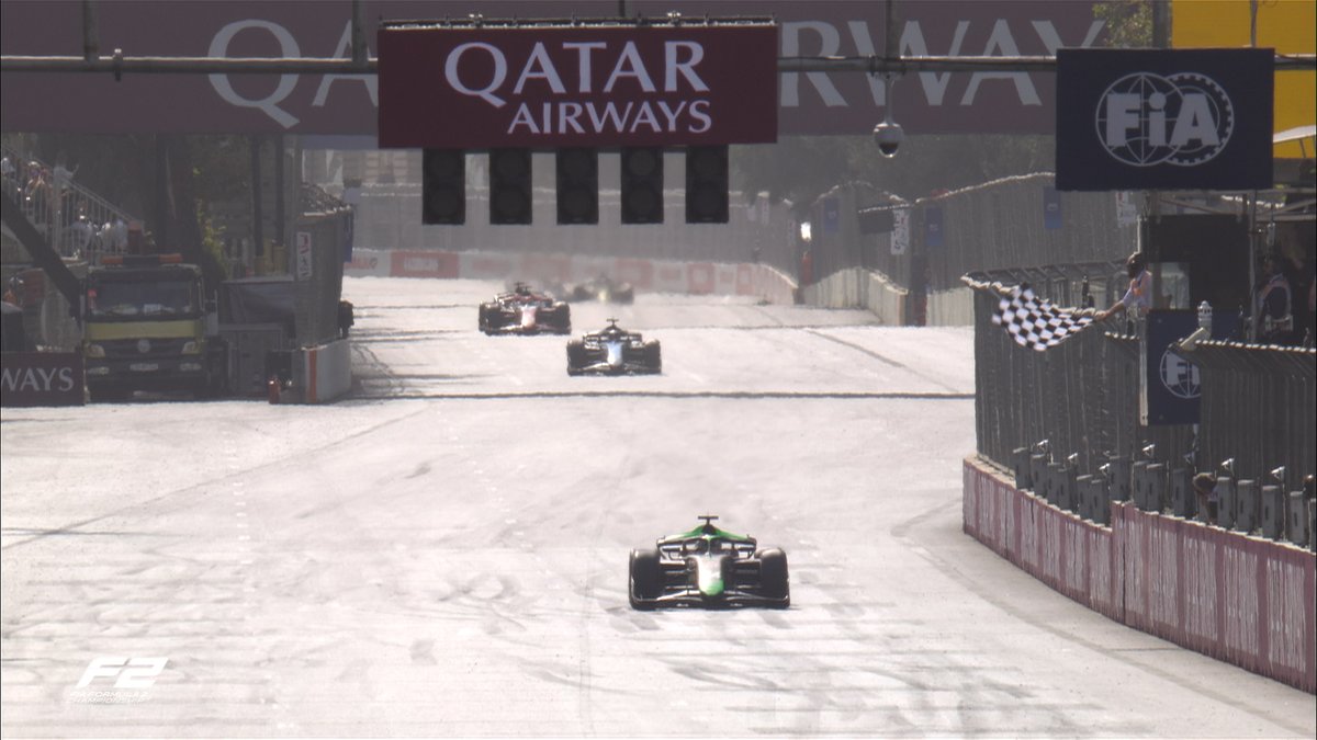 Formula2's tweet photo. Joshua Duerksen, you are an FIA Formula 2 race winner! 🏁🥇🏆

#F2 #AzerbaijanGP https://t.co/7ak9FieizG
