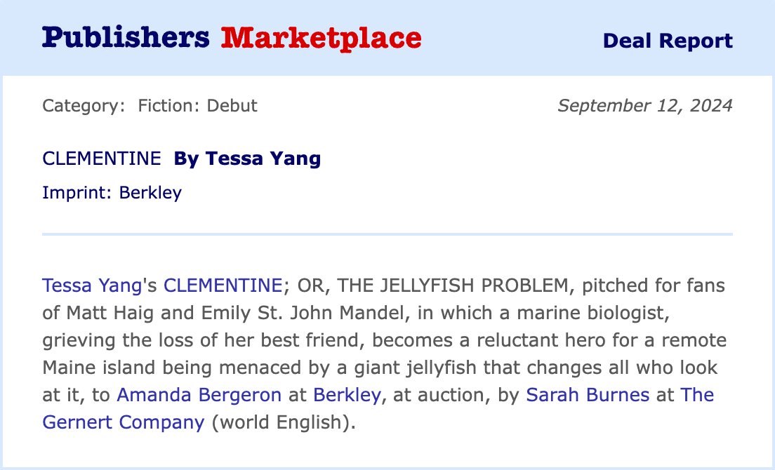 Big news! My debut novel will be swimming to a bookstore near you in 2026! 🪼