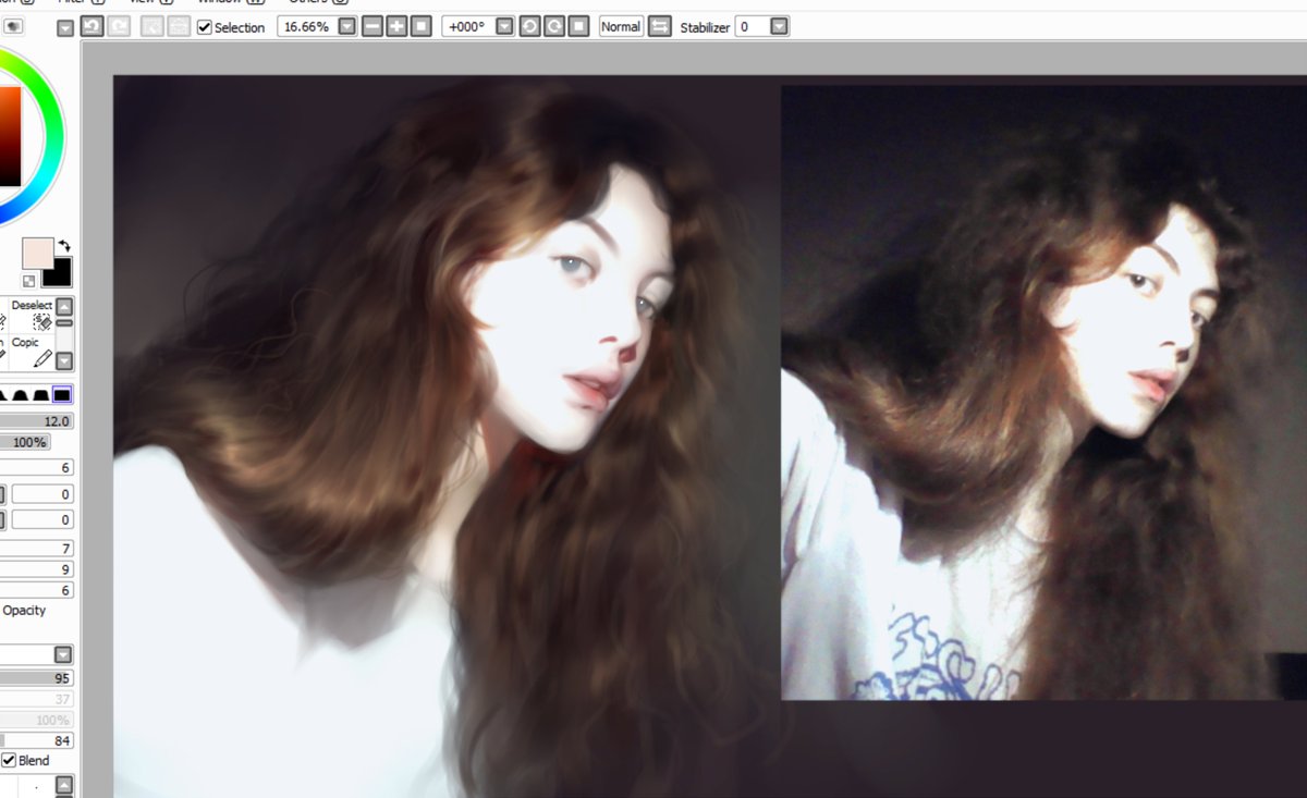 Sketch self-portrait study 
trying to draw fluffy hair 💪