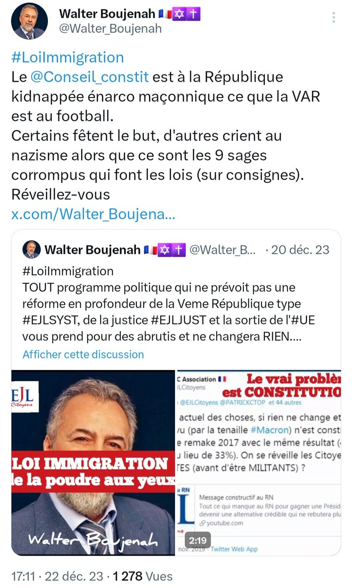 Walter_Boujenah's tweet photo. "LA VEME REPUBLIQUE EST MORTE"
@MichelOnfray4 sur @CNEWS @LaurenceFerrari
Avoir boycotté @ejlcitoyens depuis 2019 avec @FrontPopOff pour en arriver à réciter du #EJLSYST à 90%, 5 ans plus tard, c est NULLISSIME. @StephaneSimon_1 😉 https://t.co/DyG7Owc8Yo