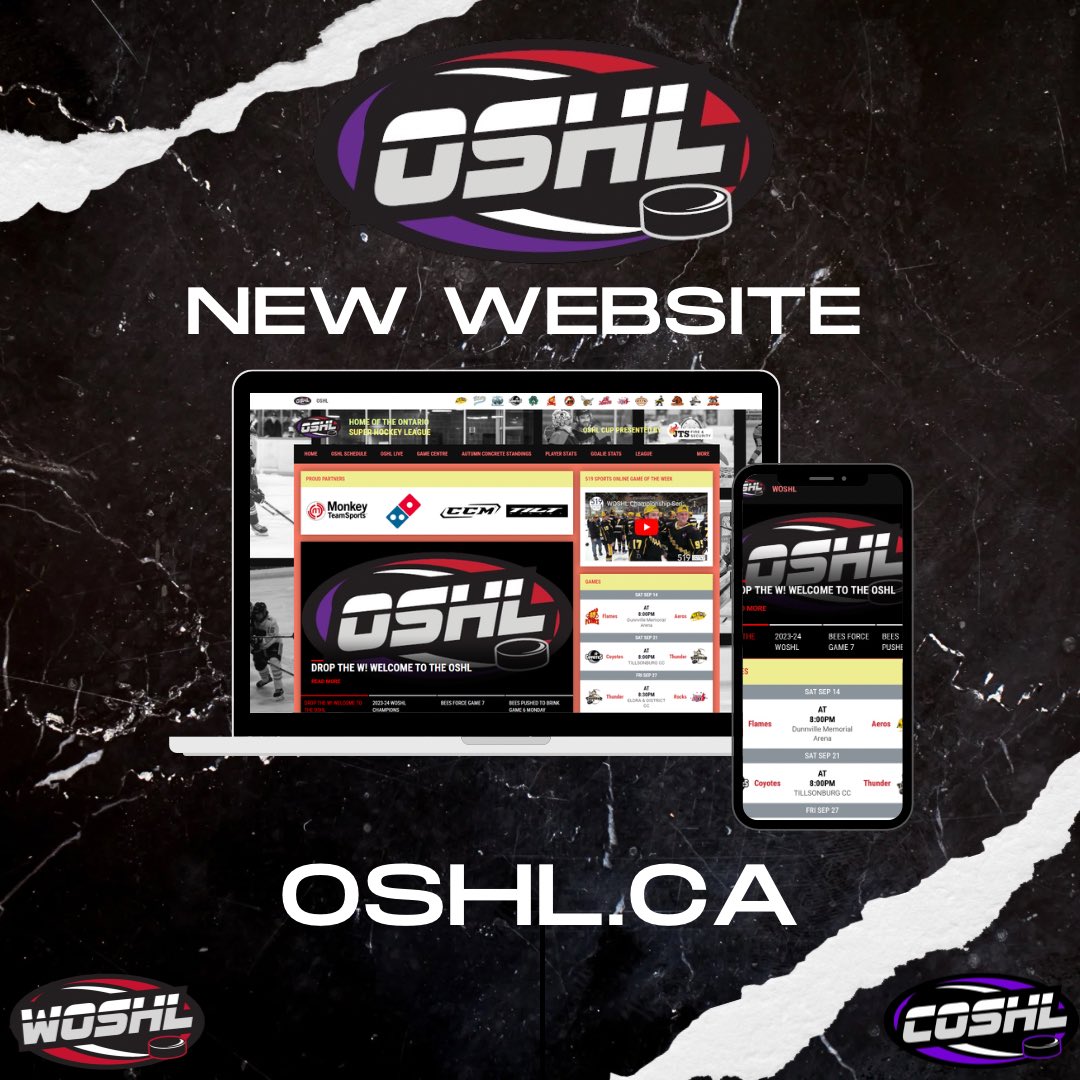 NEW WEBSITE IS LIVE!
Visit OSHL.ca for:

🌟 Game schedules &amp; scores
📊 Team stats &amp; standings  
🎥 Highlights &amp; exclusive content  
📰 League news and updates 

#OSHL #SuperLeague #DropTheW #NewWebsite