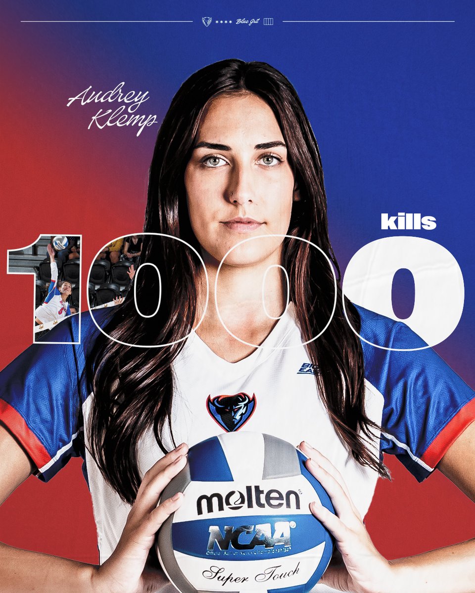 Join us in congratulating pin hitter Audrey Klemp, who surpassed 1,000 career kills at the beginning of this season. Keep 'em coming, Audrey! 👏🤩

#BlueGrit🔵😈