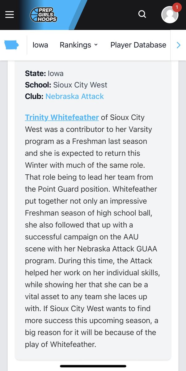 Trinity Whitefeather (@trinitywhi7071) on Twitter photo Thanks for write up <a href="/PGHBrooks/">Jeremy Brooks</a> , canโt wait to compete tomorrow at the sophomore ID camp <a href="/PGHIowa/">Prep Girls Hoops Iowa</a> <a href="/NEAttackRiseSel/">Nebraska Attack Rise & Select</a> Thanks for write up <a href="/PGHBrooks/">Jeremy Brooks</a> , canโt wait to compete tomorrow at the sophomore ID camp <a href="/PGHIowa/">Prep Girls Hoops Iowa</a> <a href="/NEAttackRiseSel/">Nebraska Attack Rise & Select</a>