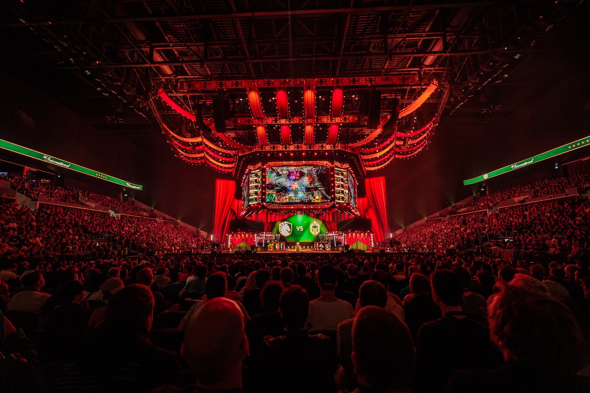 The atmosphere inside Royal Arena is electrifying as fans witness the battles of The International 2024! The stage is set, and the world's best Dota 2 teams are giving their all for the Aegis of Champions. #Dota2 #TI13