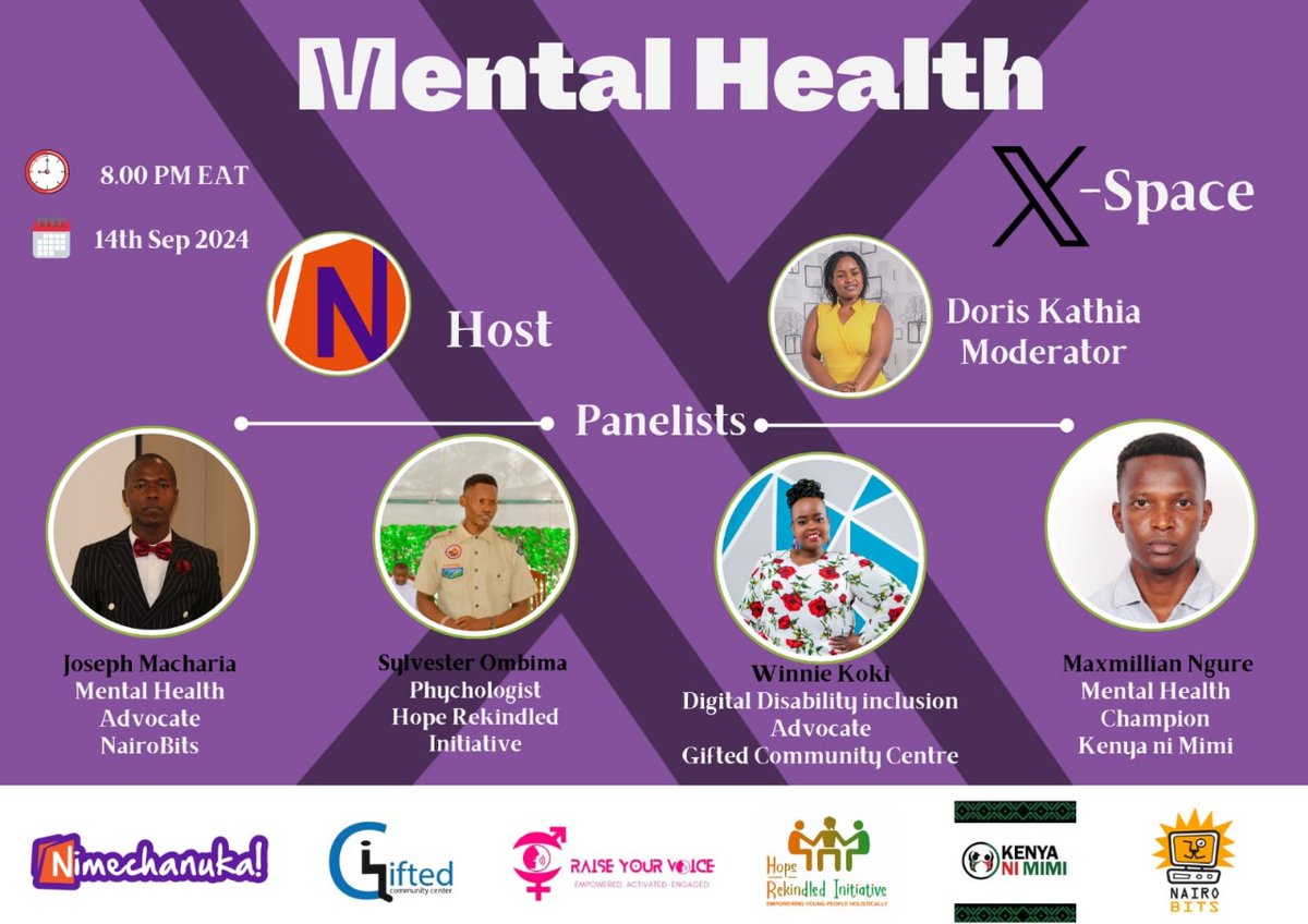 winnie koki (@koki_winnie) on Twitter photo "Your mental health is a priority. Your happiness is essential. Your self-care is a necessity."
โ๐ฝโ๐ฝ! Let's break the stigma and create a safe space for sharing and learning together. ๐ง ๐ฌ
๐๏ธ Date: 14/09/24
๐ Time: 8pm- *TODAY*
โฃ๏ธX space
x.com/i/spaces/1ynJOโฆ
See you thenโ๏ธโ๏ธ "Your mental health is a priority. Your happiness is essential. Your self-care is a necessity."
โ๐ฝโ๐ฝ! Let's break the stigma and create a safe space for sharing and learning together. ๐ง ๐ฌ
๐๏ธ Date: 14/09/24
๐ Time: 8pm- *TODAY*
โฃ๏ธX space
x.com/i/spaces/1ynJOโฆ
See you thenโ๏ธโ๏ธ