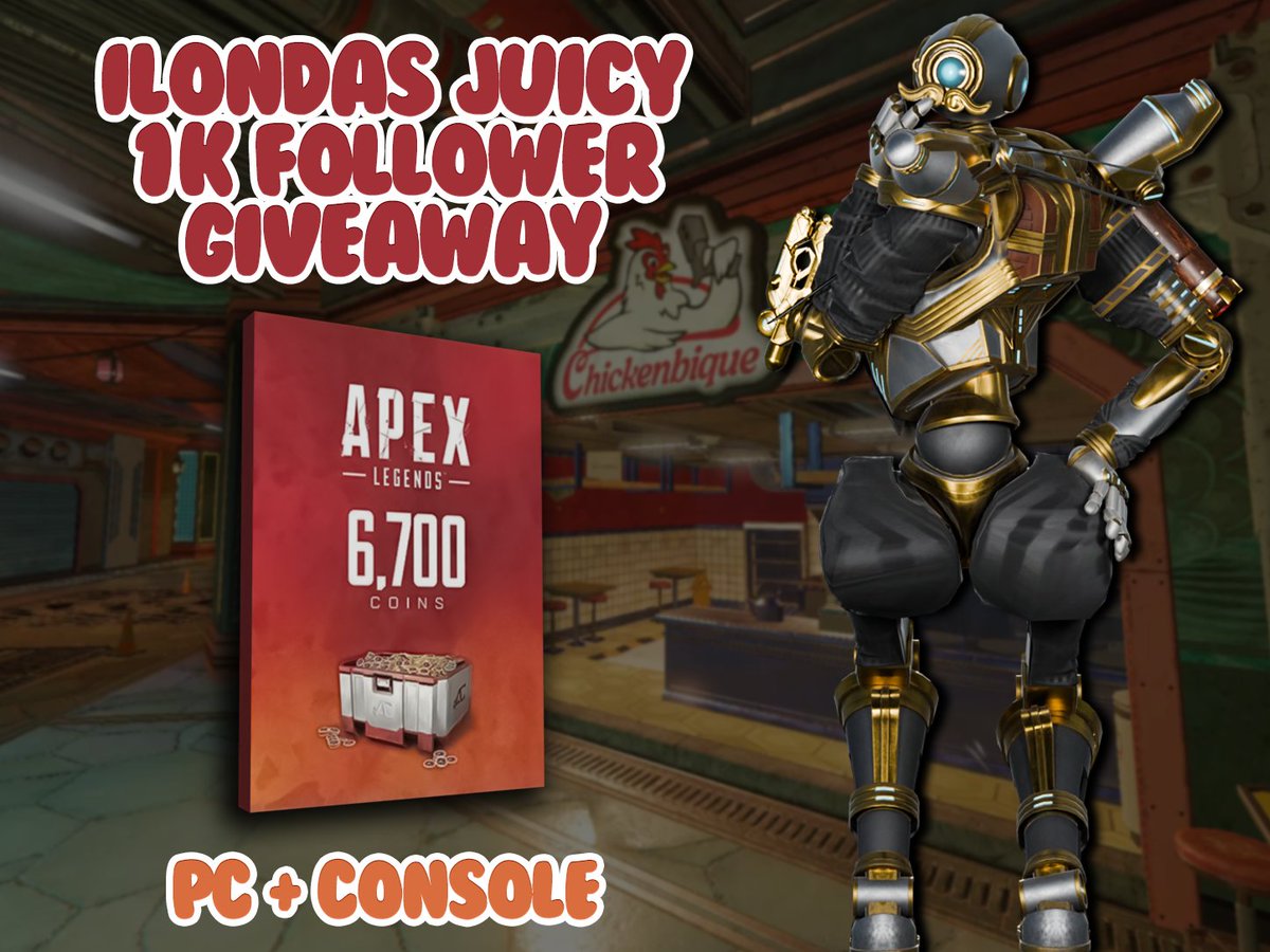 ‼️ 🍑JUICY 1k follower GIVEAWAY🍑‼️
Giving away 6,700 Apex Legends Coins 

To join:  
Follow <a href="/ilondanaconda/">ilonda</a> 🤖
Like, Retweet and tag 2 friends!  

Will roll on 1st of October, good luck have fun🍑‼️