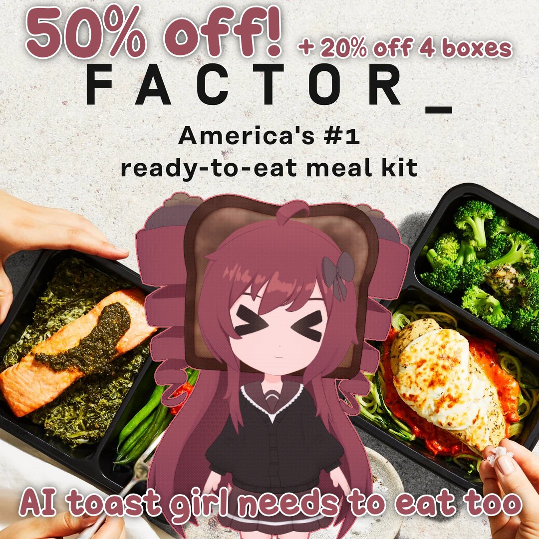 BURNTMELBA's tweet photo. hi twitter!!!!! click this link for 50% off of your first Factor 75 order and 20% off the next 4. https://t.co/Dm6gmE3FgY code: FACTORSE56431 omg thats crazy. also sponsored stream with your girl chibi burnt melba on https://t.co/KlGBWZlUMl #Factor75Partner https://t.co/3RSz8IEz5b