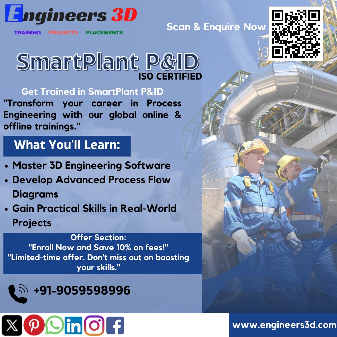 Engineers3d's tweet image. For Enquiry click the link - forms.gle/h5oRvKmHc3i5yg…
🚀 Ready to level up your Process Engineering game? Master SmartPlant P&amp;amp;ID and become a pro at 3D engineering with global online &amp;amp; offline training! 

#ProcessEngineering #SmartPlantPID #3DEngineering #CareerBoost