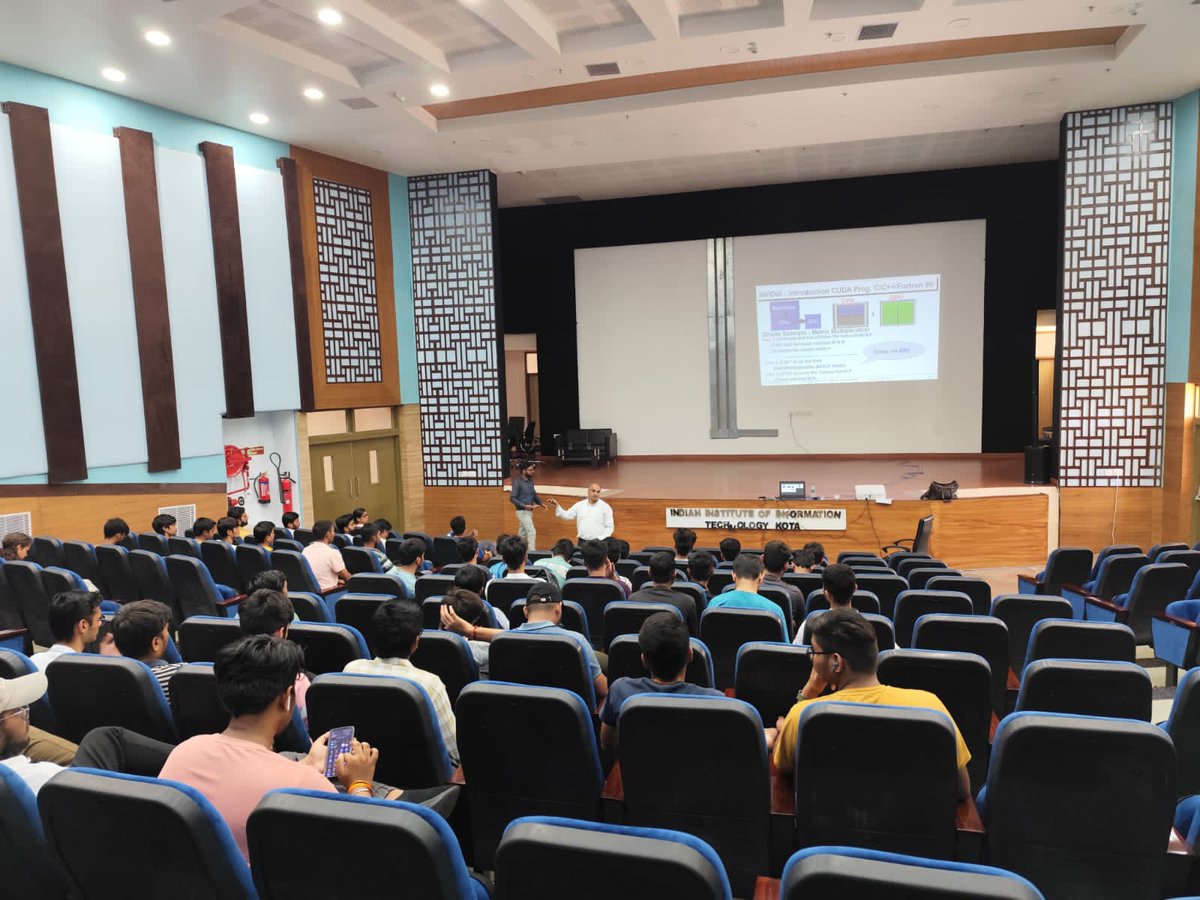 IIITKotaOffice's tweet photo. Deptt.of CSE, IIIT Kota hosted a one-day workshop on "AI for HPC and HPC for AI" on Sep 14, 2024. Renowned speaker Prof.V.C.V.Rao,Consultant at C-DAC,Pune shared his expertise. 
@PMOIndia
@EduMinOfIndia
#mnitjaipur
#IIITK
#AI #NationalSupercomputingMission
#CDAC https://t.co/5nvAv0Z4ec