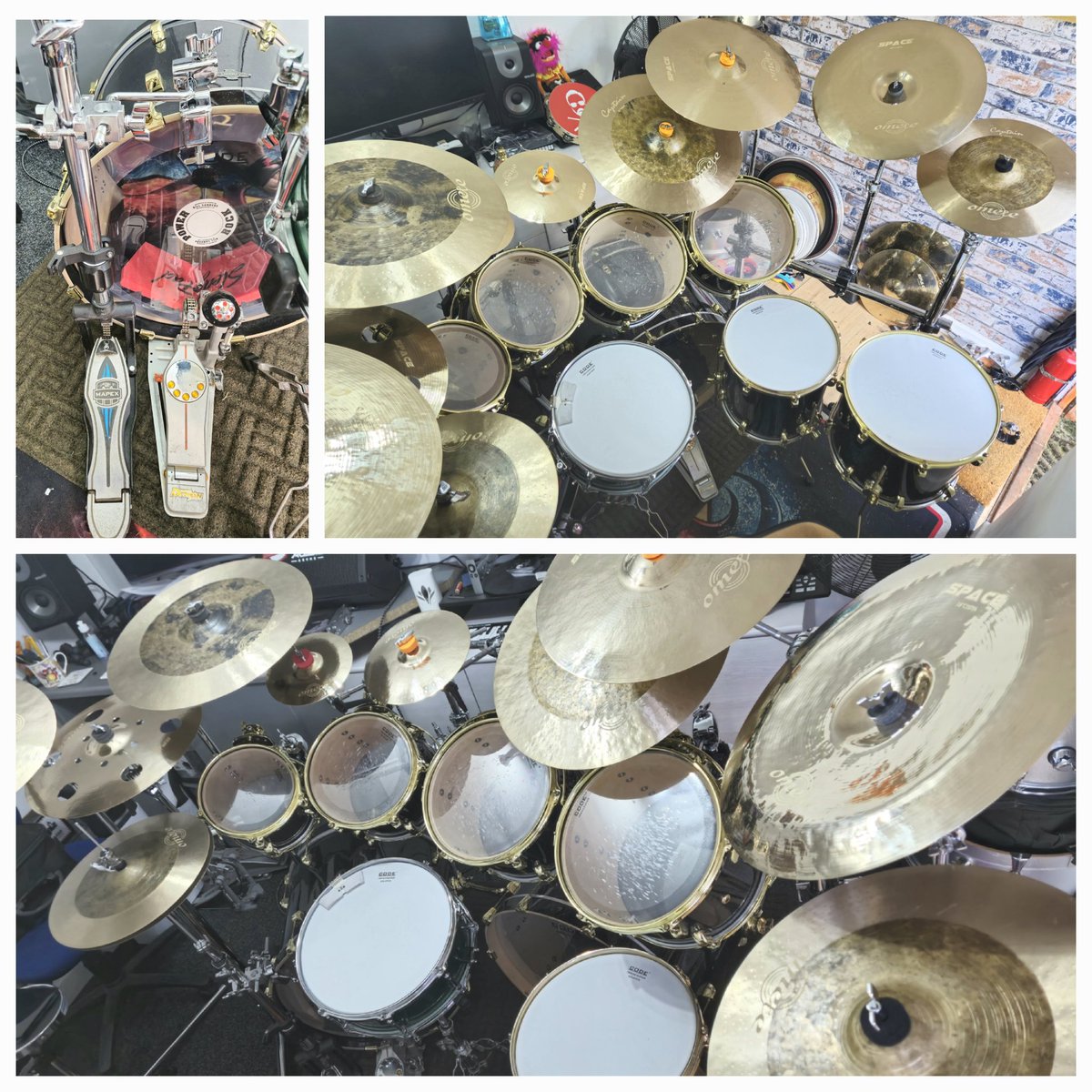 Finally build the King of all kits.
All numbered, marked &amp; memory locked so hopefully will look like this every show.

#Rockwiththeott #scottottaway #elvisreturns #steveknightelvis #midnightrebelband #libertydrums #ometecymbals #codedrumheads #pellwooddrumsticks #drums #drummer