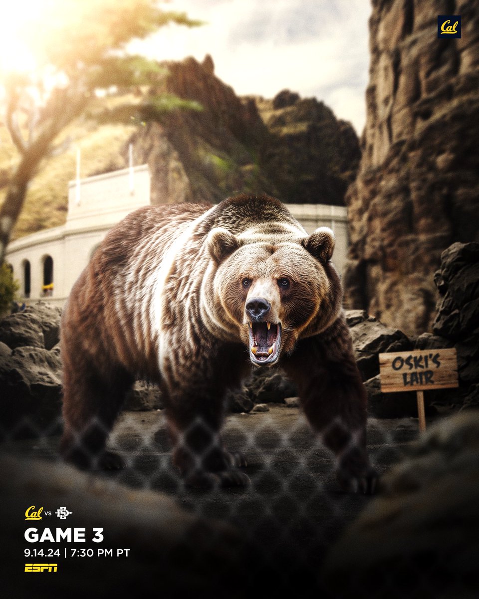 𝙂𝘼𝙈𝙀𝘿𝘼𝙔 

🟡 vs San Diego State 
🕐 7:30 PT
📺 ESPN 

#GoBears | #ALLIN
