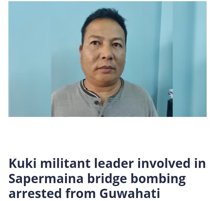 🚨Top #Kuki Militant from #Churachandpur involved in the recent bomb blast that destroyed Sapermaina bridge in #Manipur and attacked oil tanker nabbed.

‼️LS Yosef Chongloi (34 yrs), Finance Secretary of United Kuki National Army involved in various sabotage activities including