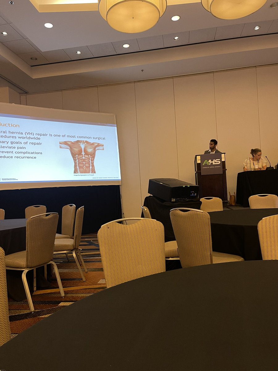 Dr. Sourav Podder presenting our data in two abstracts at the American Hernia Society 2024 in Chicago