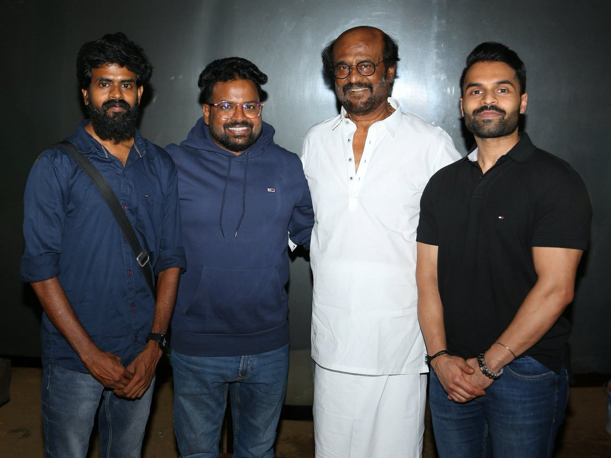 We met our SUPER STAR &amp; got blessings for our upcoming film #Rathamaarey thalaivaaaa🔥🙏

Million thanks to <a href="/anirudhofficial/">Anirudh Ravichander</a> <a href="/Nelsondilpkumar/">Nelson Dilipkumar</a> <a href="/VigneshShivN/">Vignesh Shivan</a>  for the wonderful &amp; vibration word #Rathamaarey 🙏🙏🙏 

Directed By <a href="/DirDinesha/">Dinesha Ravichandran</a> 

<a href="/sandycam37/">santhoshr</a> <a href="/vibinrv007new/">Vibin R</a>