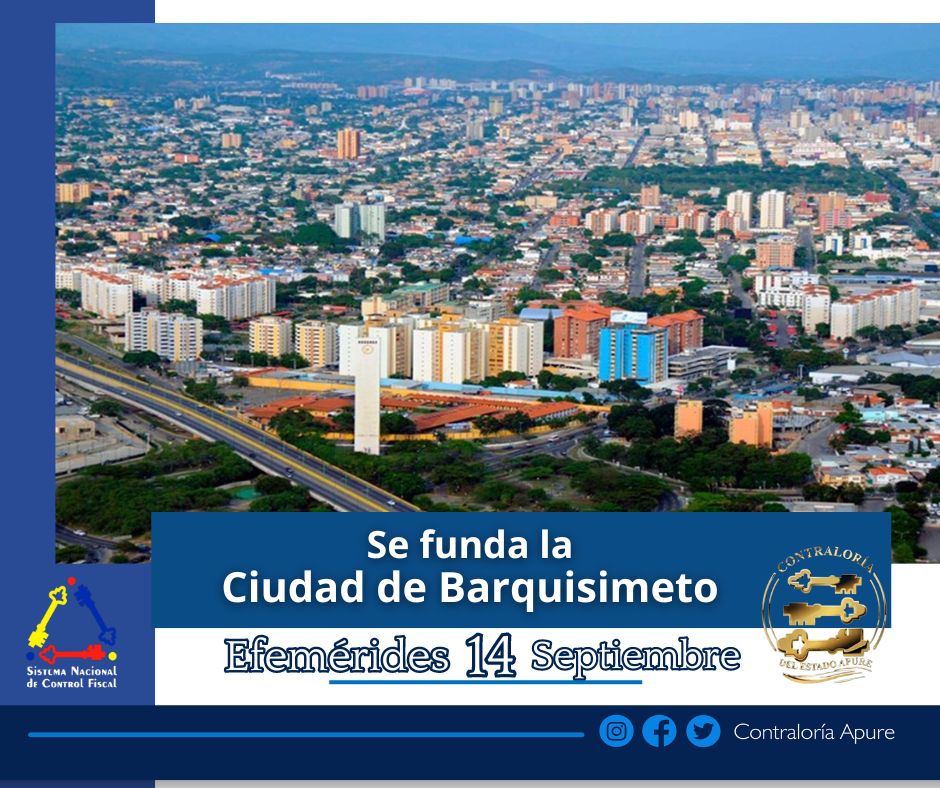 #TalDiaComoHoy #14Septiembre l Se funda la ciudad de Barquisimeto en 1552 como Nueva Segovia de Barquisimeto y fue trasladada o mudada tres veces hasta 1563, cuando se le dio la ubicación actual. #CGR #cea