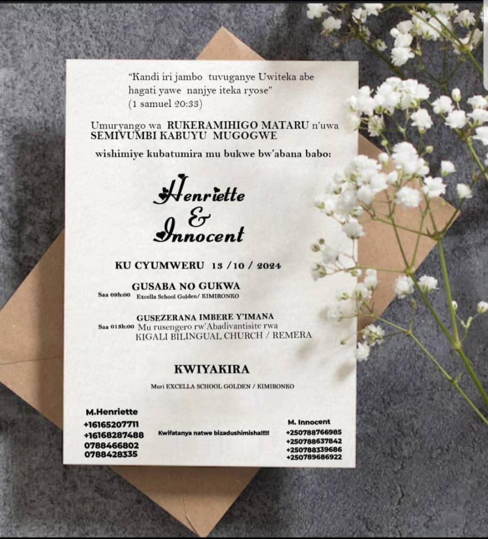 MeForYou_Rw's tweet photo. 🌟 Exciting News! 🌟

We are thrilled that we’ll be hosting the beautiful wedding of Innocent and Henriette next month in Kigali! 💍✨
Congratulations to the weds to be and "Big thank you" for entrusting us with their special day. 🎉 #WeddingPlanning  #MeForYouRwanda https://t.co/6FLEz8czLu