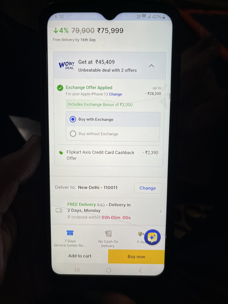 Dr_Nephro's tweet photo. exchange value of your phone varies with your pincode
I dont get this @Flipkart @flipkartsupport 
#BigBillionDays #iPhone https://t.co/Edux9Ms3NA