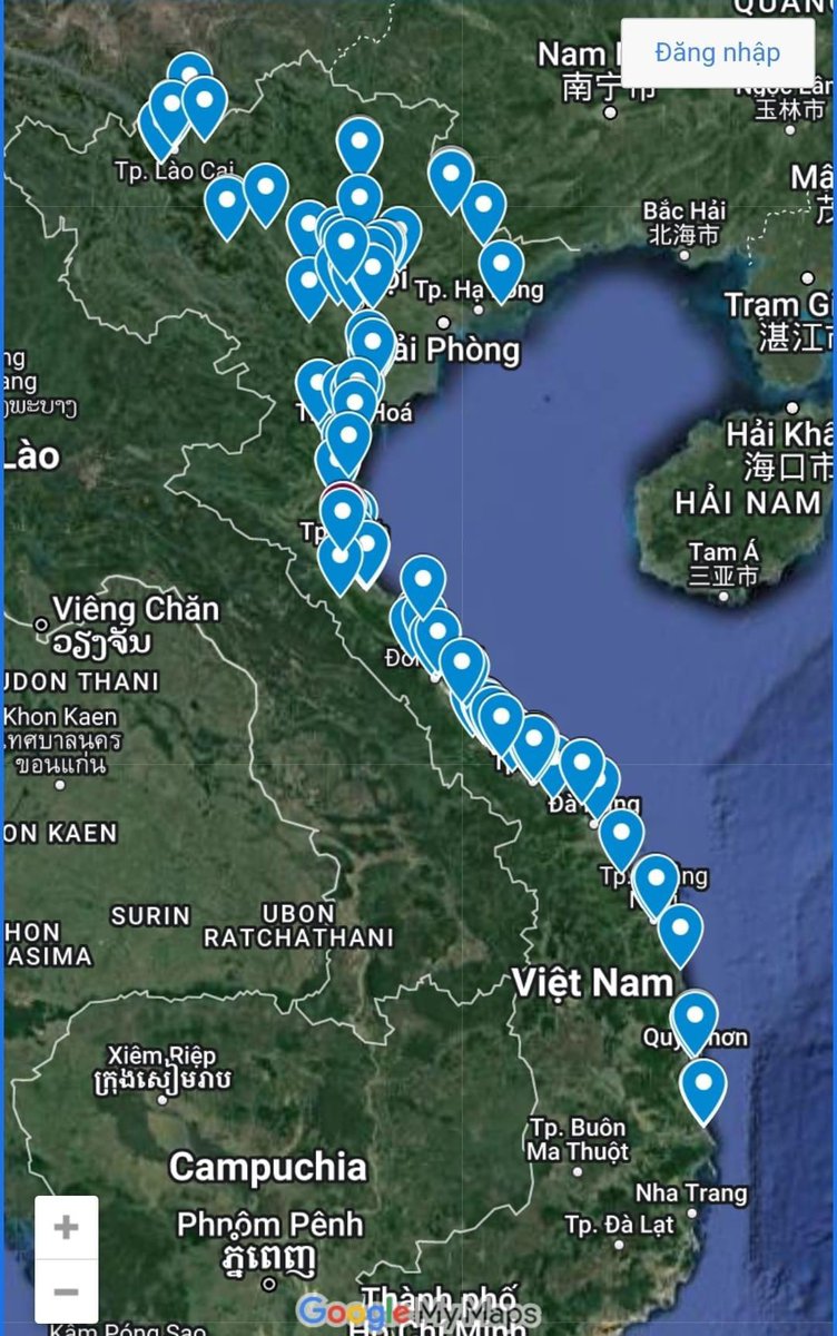 C_NMNg's tweet photo. This was shared by Dr Huy Nguyen, a climate scientist. It’s a map of hotels &amp; eateries offering free stays &amp; meals for civilian-volunteer relief teams enroute for northern #Vietnam. Crises truly bring forth basic humanity in spite of so many fundamental everyday problems behind. https://t.co/oMNqvr9tzu