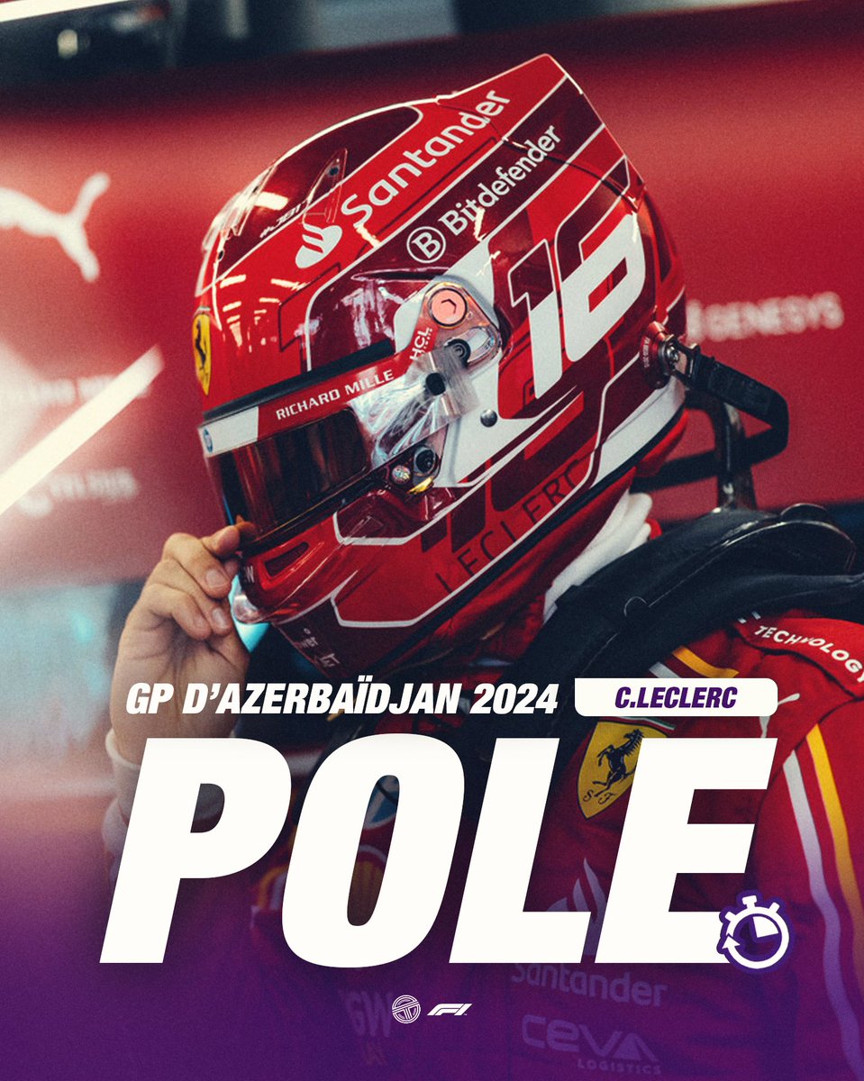 TearOffFR's tweet image. ⏱️ CHARLES LECLERC EN POLE POSITION POUR LA 4E FOIS CONSÉCUTIVE DANS LES RUES DE BAKOU !!! 🇲🇨

2⃣ Piastri (+0.321)
3⃣ Sainz (+0.440)

Max Verstappen seulement P6, derrière Sergio Pérez qui se classe P4 !

#F1 #AzerbaijanGP