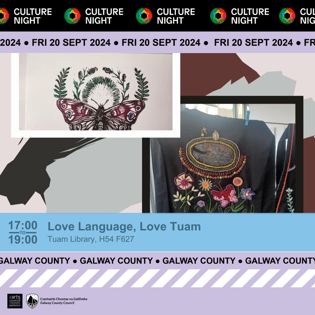 Tuam – <a href="/CultureNight/">Culture Night</a> Event Spotlight: Love Language, Love Tuam 

Celebrate Tuam town's unique dialect! Learn about Tuam slang &amp; Traveller culture, make Beady Pockets, try print making &amp; fabric painting, &amp; decorate bags with Tuam's unique languages. 

culturenight.ie/event/love-lan…