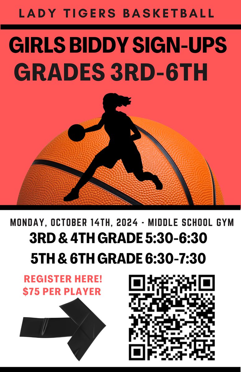 CvilleTigersBB's tweet photo. Basketball Season is right around the corner! Check out the flyer and registration link for all the Biddy Girls Basketball Season info! Go Tigers! 

Link: https://t.co/pa9oTvjizo https://t.co/CZzu73UjsU