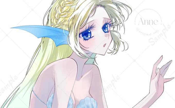 人魚の方は多分完成 次は天使 #wip #wipart #OC