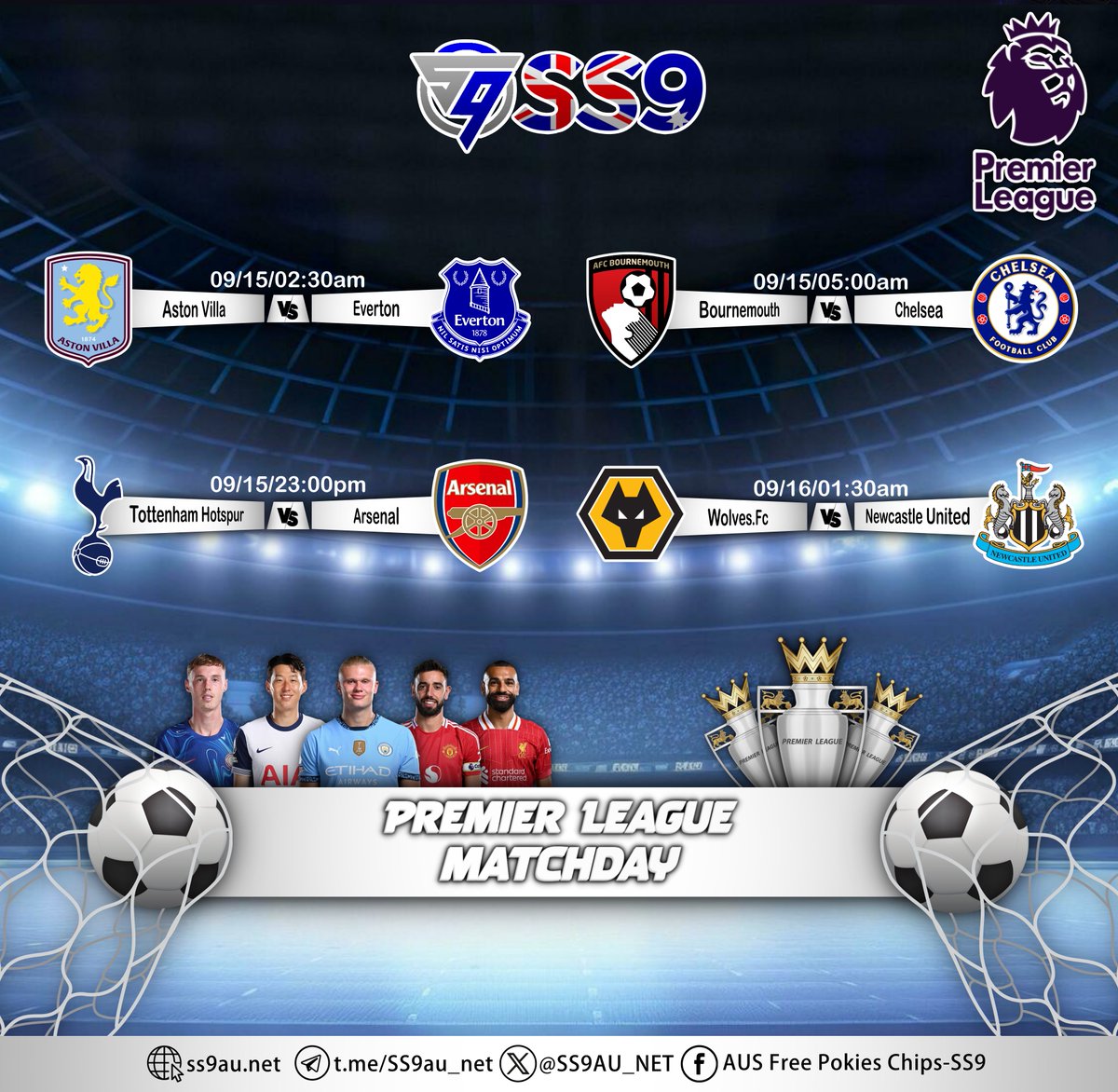 SS9AU_NET's tweet photo. 🦢Play Satisfy with Surprise🦢
🌟 SS9 Australia🇦🇺 | E-Wallet 🌟

⚽️🏆🏆The Premier League season is back, and now is the perfect time to get in on the action. Consider placing bets on who will come out on top, .Who are you backing this season🏆🏆⚽️

🌩 𝗠𝗜𝗡 𝗗𝗘𝗣𝗢𝗦𝗜𝗧 AUD5.00
🌩 𝗠𝗜𝗡 𝗪𝗜𝗧𝗛𝗗𝗥𝗔𝗪 AUD20.00

24hr Customer Service 📷