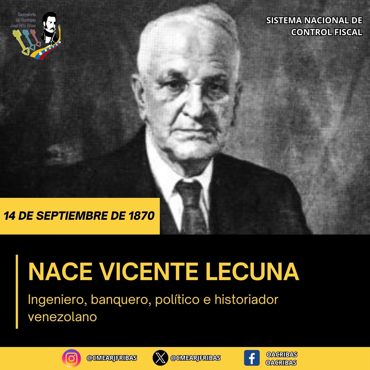 #Undiacomohoy en el año 1870, nace Vicente Lecuna,  ingeniero, banquero, educador, político, parlamentario e historiador venezolano. Tuvo la gran responsabilidad de restaurar, conservar y organizar los archivos del Libertador Simón Bolívar