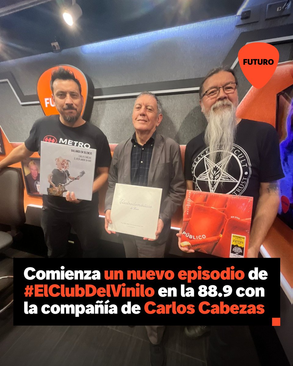 Ya comenzó #ElClubDelVinilo junto a <a href="/RainieroGF/">Rainiero Guerrero</a> y <a href="/loboaraneda/">Lobo</a>, en un especial programa que incluye la presencia del gran <a href="/carloscabezasx/">Carlos Cabezas</a>. 

Escúchalo por las antenas de la 88.9 y envivo.futuro.cl. #LaRadioDelRock 🤘