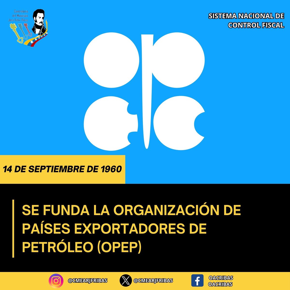 La OPEP es una organización intergubernamental creada el #14Sep de 1960 en la Conferencia de Bagdad, la capital iraquí, por los países de Irán, Iraq, Kuwait, Arabia Saudita y Venezuela, con el objetivo de defender la soberanía y los precios del petróleo