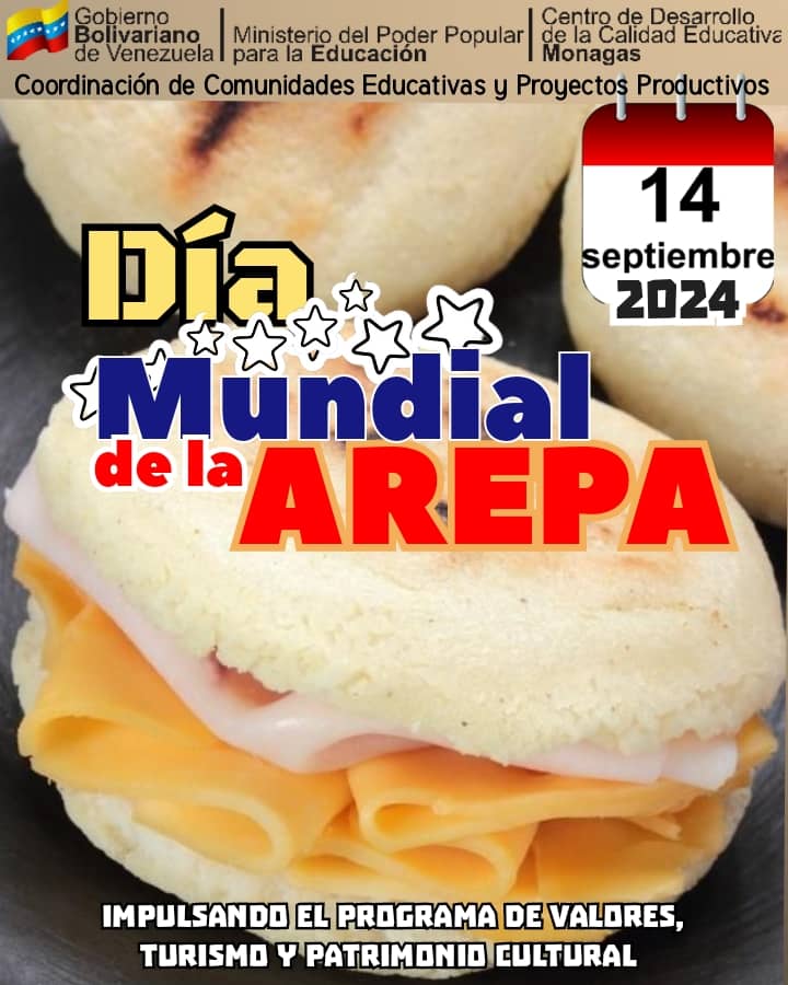 Cada segundo sábado de septiembre, y desde 2013, se conmemora el Día Mundial de la Arepa. El lema de este año es «La arepa nos une».  representando la riqueza de la gastronomía venezolana en otras partes del mundo.