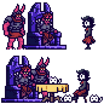 Jousi Meets Alcedor and His Squire Cervul from #INFERNAX.

<a href="/infernax/">INFERNAX</a> (C) @BerzerkStudio and <a href="/TheArcadeCrew/">The Arcade Crew</a>
Jousi (OC) By <a href="/NikimiSpace/">uwu espacial</a>
#InfernaxFanart,#pixelart by ME