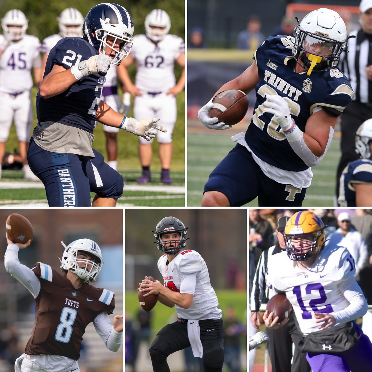 NESCAC's tweet image. 🏈The 2024 NESCAC Football season kicks off today!

Week 1 matchups
Bates at Amherst, 1pm
Colby at Trinity, 1pm
Wesleyan at Middlebury, 1pm
Hamilton at Williams, 1:30pm
Bowdoin at Tufts, 6pm

📺NESCAC Network &amp;gt; nescac.com/sports/2022/1/…