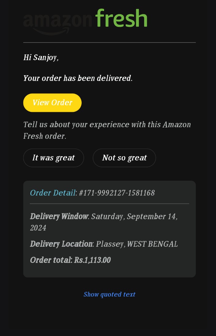 sanjoynag24's tweet photo. @amazonIN @AmazonHelp Thanks to the delivery executive. Weather was very bad. They have delivered the 2 orders within time period. https://t.co/pgrYTploLB