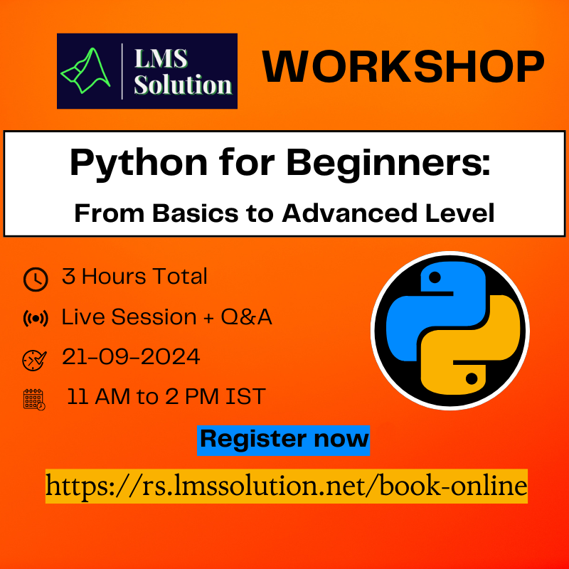 Lms_Solution's tweet photo. Python for Beginners: From Basics to Advanced Level
Date: 21.09.2024 
Time: 11.00 AM to 02.00 PM IST
Registration Link: https://t.co/eN5WWdScmE
#Python #Programming #Coding #DataStructures #Functions #OOP #FileHandling #PythonBasics #ControlStructures #LearningPython https://t.co/i3uN7FGsbv
