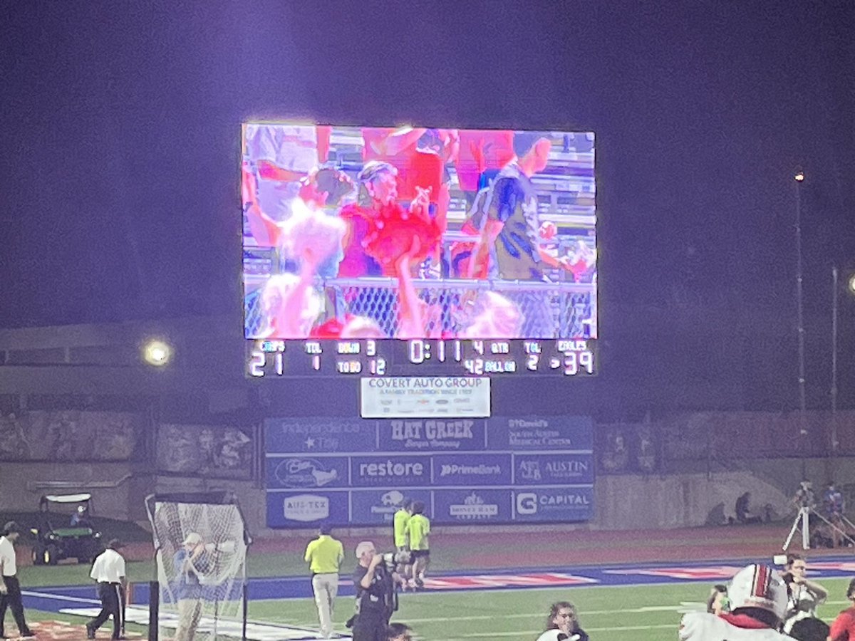 HumbleISD_AHS's tweet photo. @AHSEagleFB ended Westlake's 7-year  winning streak at home. THE 🅰️ is making a habit of ending long home-winning streaks (See Allen in 2021). Thank you, Eagle Nation, for making the 3-hour trip to support the 🅰️! @HumbleISD @HumbleISD_Ath #AHSGoBeyond #RoadWarriors #The🅰️Way! https://t.co/cP7hgUQOzt