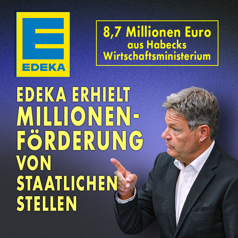 Vor den Landtagswahlen im Osten warnte EDEKA in Werbeanzeigen vor der Farbe Blau – und somit vor der AfD. Nun stellt sich heraus: Die Supermarktkette erhielt Millionengelder aus Habecks Wirtschaftsministerium – unter anderem für Elektromobilität. nius.de/news/8-7-milli…