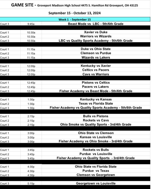 UPDATE ALERT!!! Fall League starts tomorrow @ Groveport Madison High School