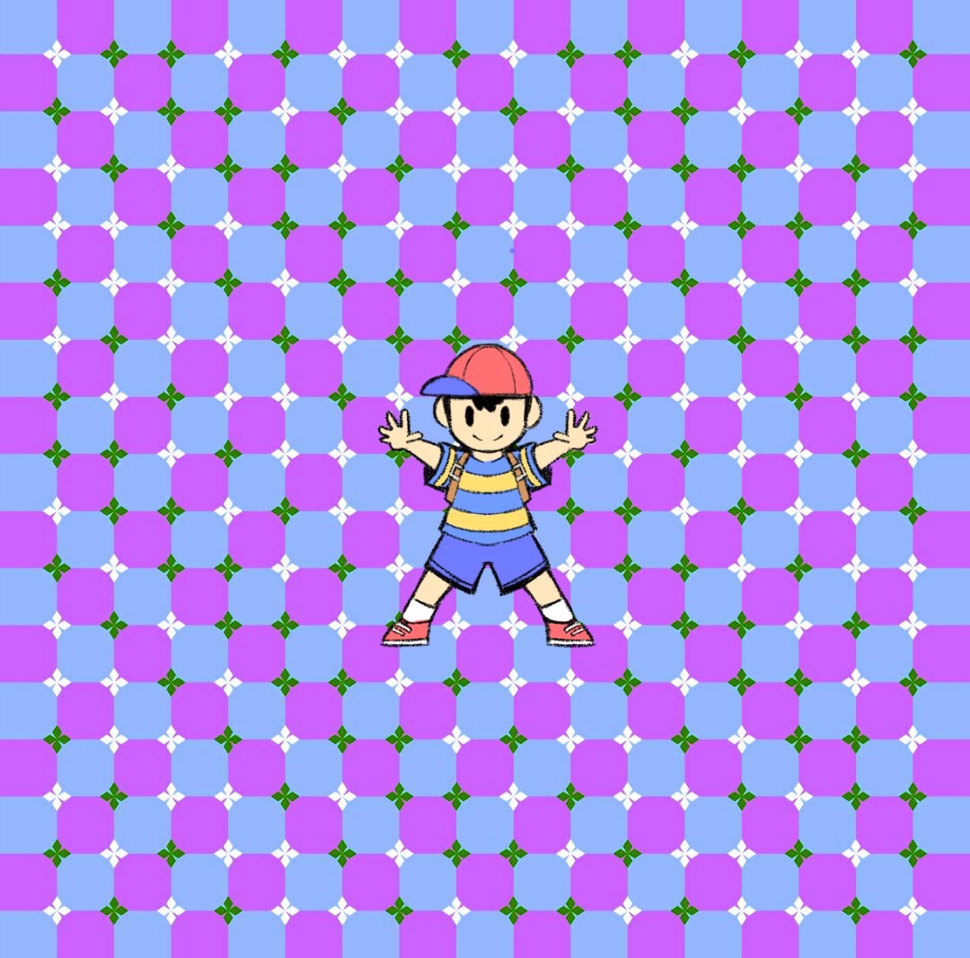 The illusion was first made by Akiyoshi Kitaoka, please give credit to that person for every one of these you ever see

That guy has spent his whole career making cool illusions like this

Anyway heres an earthbound one