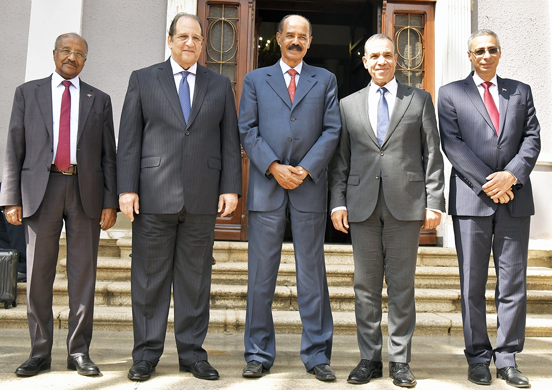 hawelti's tweet photo. President Isaias Afwerki met, in the early afternoon hours today at Denden Guest House, Egyptian delegation led by Foreign Minister, Dr.  Badr Abdelatty.

In the extensive meeting - which is part and parcel of the periodic Consultative Forums that both countries hold in Asmara and Cairo respectively -  the two sides discussed in greater depth, bilateral matters and regional issues of mutual importance;  especially current developments in the Sudan, the Federal Republic of Somalia, as well as, the security of the Red Sea.

The two sides underlined that enhancement of the bilateral ties between Eritrea and Egypt consitutes one of the key pillars of regional peace and stability.  

In this respect, both sides agreed to further upgrade the prevailing bilateral cooperation between the two countries in the economic, political, trade, agricultural, energy and health sectors. 

The two sides categorically noted that Egypt does not espouse an agenda of regional destabilization and interference.  

Misconstruing these facts to peddle unwarranted statements and accusations by some quarters is thus hollow and merely invoked to rationalize their strategic mistakes.