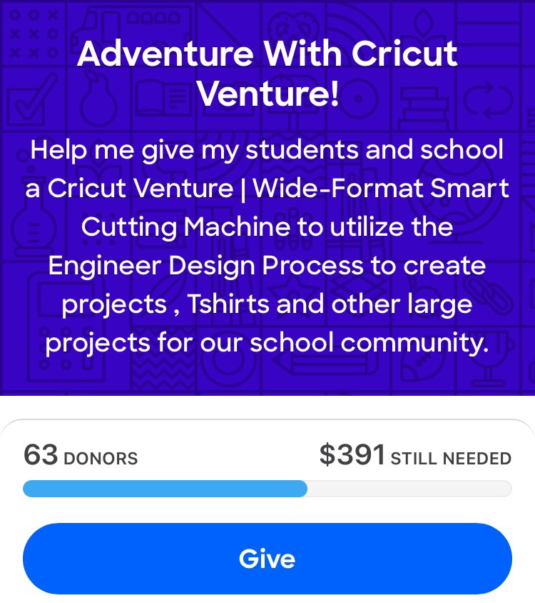 <a href="/KrocksPage/">Kindness Rocks DonorsChoose Giving Page</a> has graciously posted my project on their page.

I’m $391 from being funded . If you can give $1.00 I’d be grateful.
<a href="/KASMOM24/">Kelly is Back-to-School 🍏</a> @SugarSklSprnkls <a href="/YNB/">yvette nicole brown</a> 
<a href="/blacklistclear1/">#BlackListCleared</a> can you please repost 🙏🙏❤️🙏🙏
#Saturday #donorschoose 

donorschoose.org/project/advent…